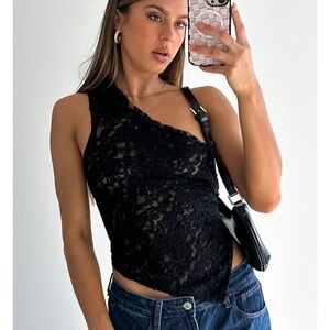 White Fox Boutique Black Lace Tank Top